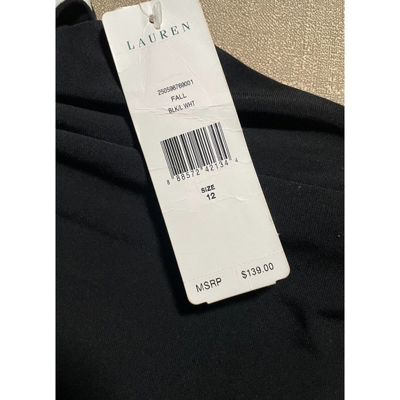 LRL Ralph Lauren VINTAGE NEW WITH TAG Women’s 12 Black Dress White Orig $139 - Picture 3 of 9